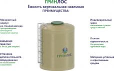 Гринлос Емкость стеклопластиковая 20-3000 вертикальная наземная